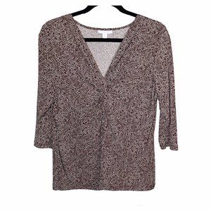 Lovely Charter Club Dark Brown & White Dot 3/4 Sleeve Empire Blouse Size PL EUC